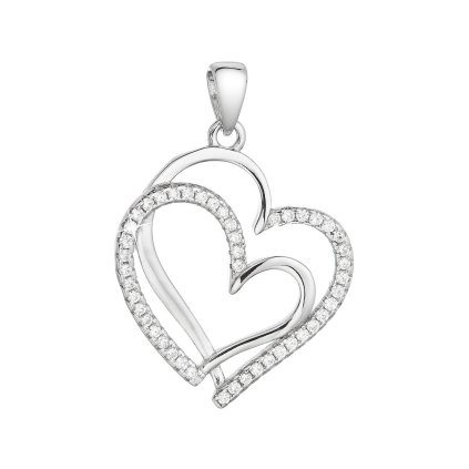31133 stribrny prívesok dve srdicka so zirkónmi v bielej farbe 14018 1
