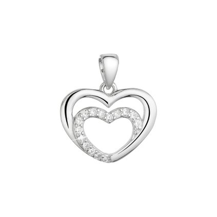 31142 stribrny prívesok dve srdicka so zirkónmi biele 14021 1