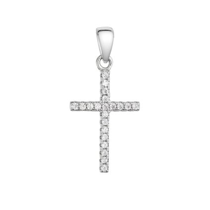 31148 stribrny prívesok krízok so zirkónmi biely 14023 1