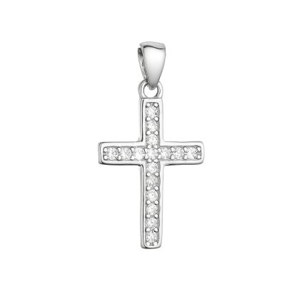 31151 strieborný prívesok výrazný krízok so zirkónmi biely 14024 1