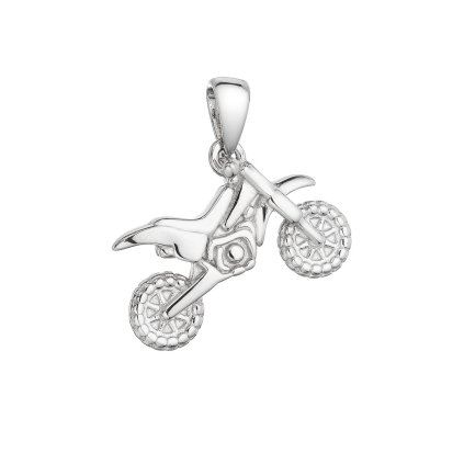 31208 stribrny prívesok motorka cross 64015