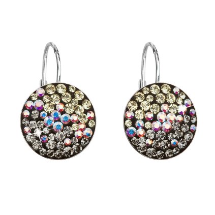 31277 stribrne nausnice visiace s kryštálmi swarovski mix farieb mesačné guľaté 31176 3 moonlight