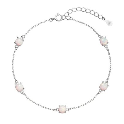 31283 stribrny náramok so syntetickými opalmi biely guľaty 13029 1 white