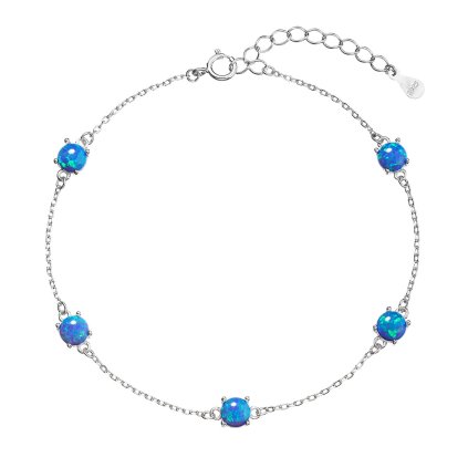 31286 stribrny náramok so syntetickými opalmi modrý okrúhly 13029 3 blue
