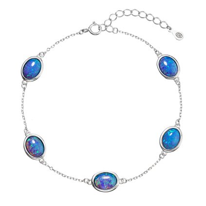 31292 stribrny náramok so syntetickými opalmi modrý oval 13030 3 blue