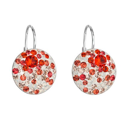 31412 stribrne nausnice visiaci s kryštálmi swarovski mix farieb oranzova guľate 31176 3 sunset