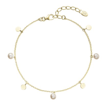 31424 pozlátený strieborný náramok tri perlicky striedavo so striebornou placickou 23027 1