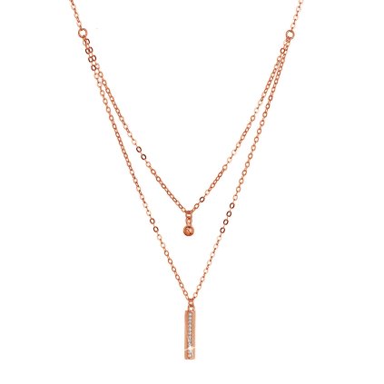 31529 pozlátený stribrny rose nahrdelnik gulička a uzky obdelnik so zirkónmi biely 12057 1 crystal