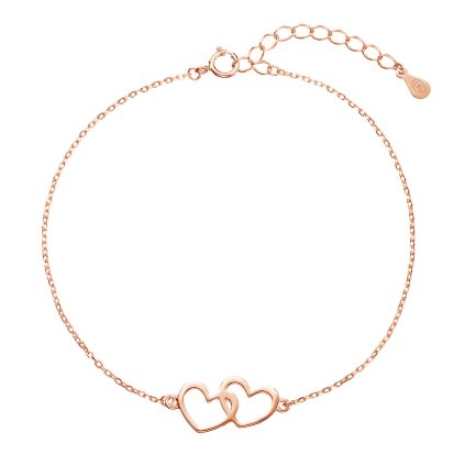 31550 pozlátený stribrny rose naramok dve srdicka 63009 rose