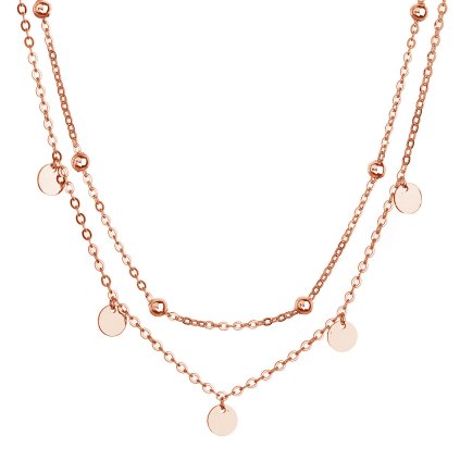 31562 pozlátený rose nahrdelník dvojrady malé placky a guľky 62007