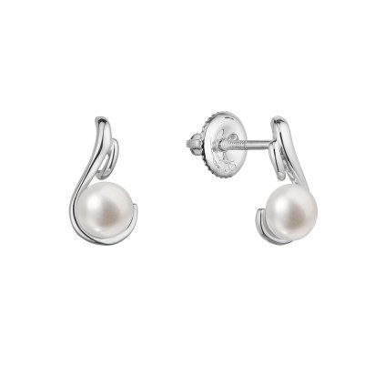 31595 zlate 14 karatove nausnice kôstky biele zlato s bielou ricnou perlou 81p00044