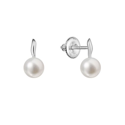 31604 zlate 14 karatovej nausnice kôstky biele zlato s bielou ricnou perlou 81p00049