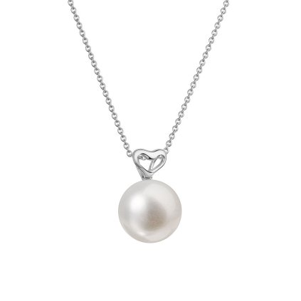 31625 zlaty 14 karatový nahrdelník biele zlato srdiečko s bielou ricnou perlou 82p00043