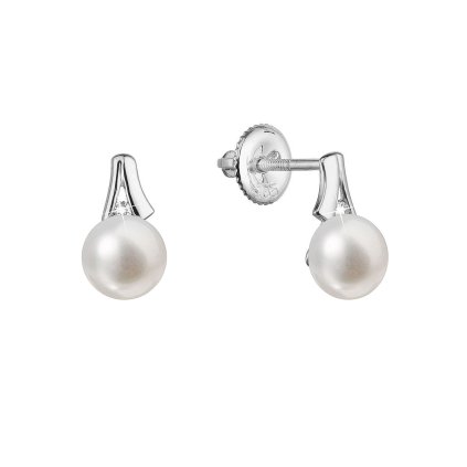 31697 zlate 14 karatovej nausnice biele zlato s ricnou perlou a briliantmi 81pb00036