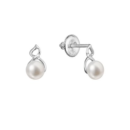 31709 zlate 14 karatovej nausnice biele zlato s ricnou perlou a briliantmi 81pb00042