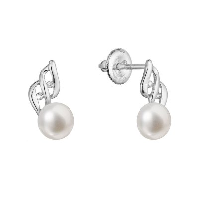 31712 zlate 14 karatovej nausnice biele zlato s ricnou perlou a briliantmi 81pb00043