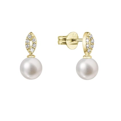 31817 zlaté 14 karatové náusnice s ricnou perlou a briliantmi 91pb00045