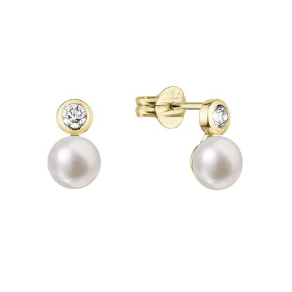 31823 zlaté 14 karatové náusnice s ricnou perlou a briliantmi 91pb00050