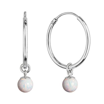 31931 stribrne nausnice kruhy s gulickou z bieleho syntetického opalu 11410 1 white