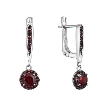 31982 stribrne nausnice luxusne s pravymi kameňmi rude 11494 3 garnet