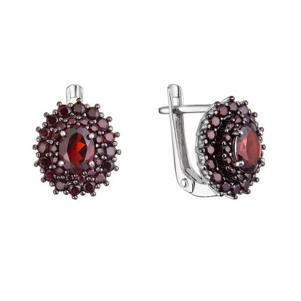 31991 stribrne náusnice bohato osadené červenými pravými kameňmi 11497 3 garnet