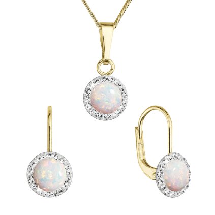 32099 sada pozlátených šperkov so syntetickým opalom a kryštálmi preciosa biela kulatá 39160 1 white