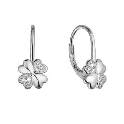 32285 stribrne nausnice štvorlistky so zirkónmi 11502 1 crystal