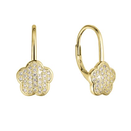 32288 pozlátené stribrne nausnice kyticky so zirkónmi 11503 1 crystal