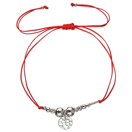 32450 textilný náramok cerveny stribrne gulicky 13040 3 red