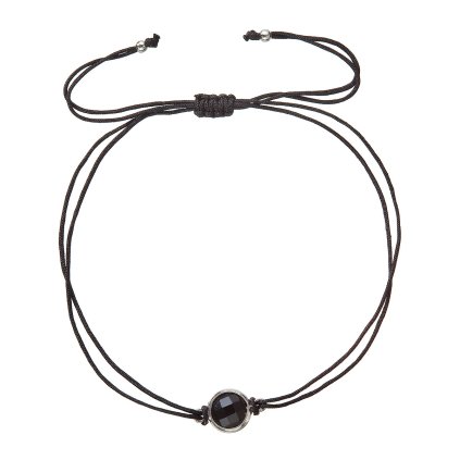 32456 textilný náramok cierny s kryštálom 13041 3 black