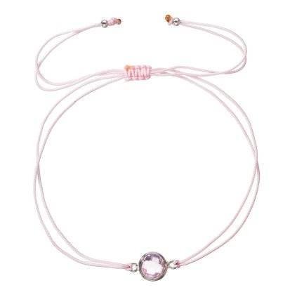 32462 textilný náramok ružový s kryštálom 13041 3 pink
