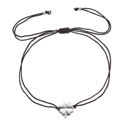 32489 kabbalah náramok so stribrnym štvorlistkom 13047 3 black