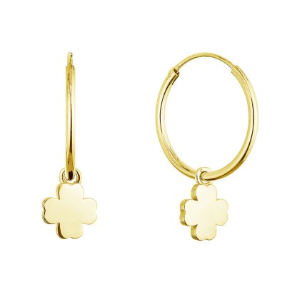 32624 pozlátené stribrne nausnice kruhy so štvorlistky 61057