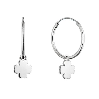 32627 stribrne nausnice kruhy so štvorlistky 61057