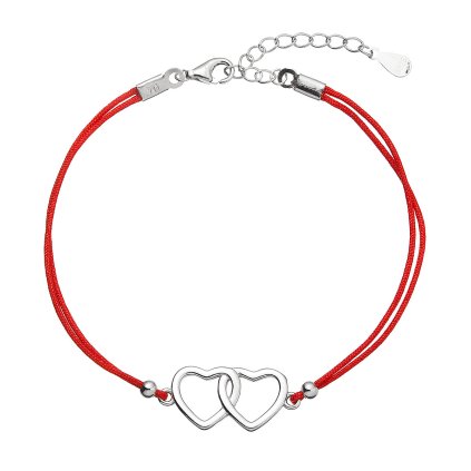 32723 kabbalah náramok so striebornými srdcami 13050 3 red