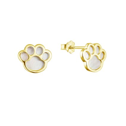 32738 pozlátené stribrne nausnice labky s perleťou 11519 1 perleť