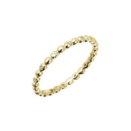 Pozlátený strieborný prsteň vzorovaný so zirkónikmi 15005.1 crystal (Veľkosť 51 (ø16,2 mm))