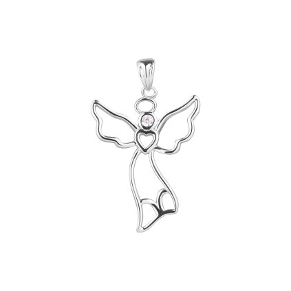32930 stribrny prívesok anjel so zirkónom 14041 1 crystal