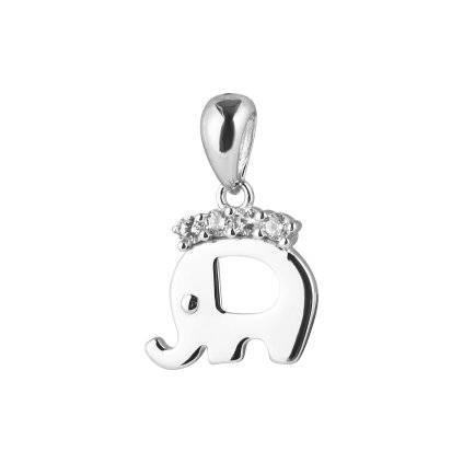 32942 strieborný prívesok slon so zirkónmi 14045 1 crystal