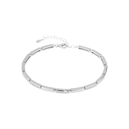 33002 strieborný náramok obdĺžnikový so zirkónmi 13056 1 crystal