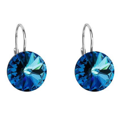 17921 stribrne nausnice visiace s kryštálmi swarovski modre kulate 31106 5