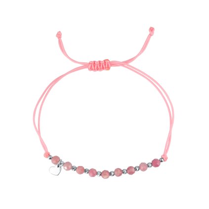 33059 textilný náramok ružový s koralkami z turmalínu 13059 3 turmaline