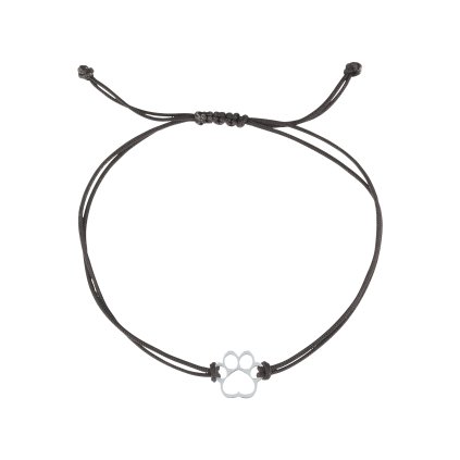 33062 textilný náramok kabbalah cierny so striebornou labkou 13058 3 black