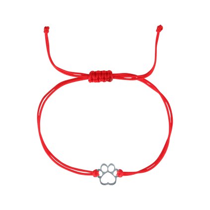 33065 textilný náramok kabbalah cerveny so striebornou labkou 13058 3 red