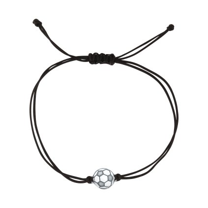 33068 textilný náramok kabbalah čierny so strieborným futbalovým micom 13057 3 black