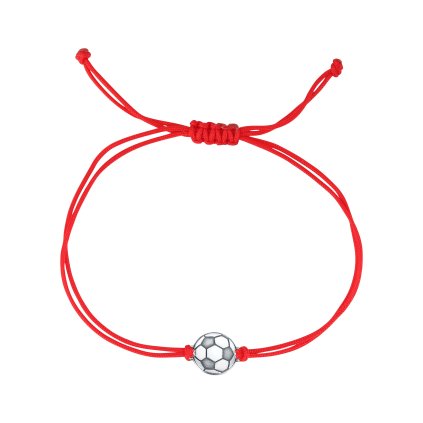 33071 textilný náramok kabbalah červený so strieborným futbalovým micom 13057 3 red