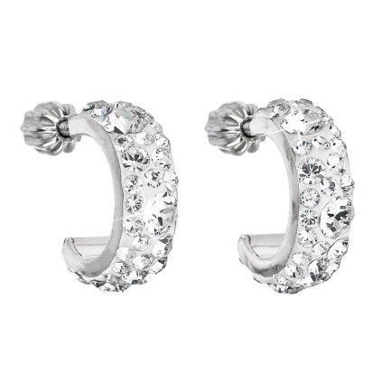 17924 stribrne nausnice kruhy s kryštálmi swarovski biele pulkruh 31118 1 kryštál