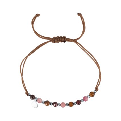 33137 textilný náramok vinovy s koralkami z turmalínu a granátu 13059 3 mix