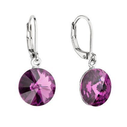 33169 2 nausnice bizutéria s kryštálmi fialove rivoli 51078 3 ametyst