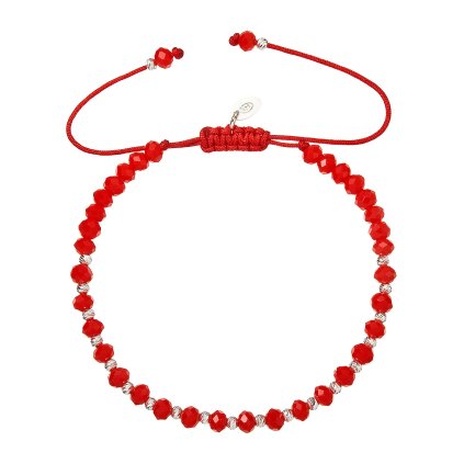33442 stribrny naramek s cervenymi sklenenymi koralky 13074 3